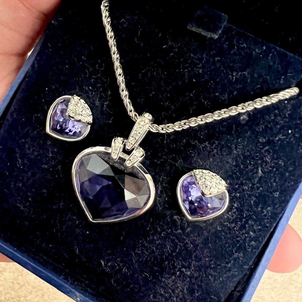 Purple Swarovski Necklace and Earring Statement Set